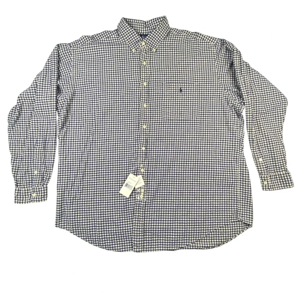 Polo Ralph Lauren Blake Shirt Mens XXL Blue White Gingham Check Cotton NWT